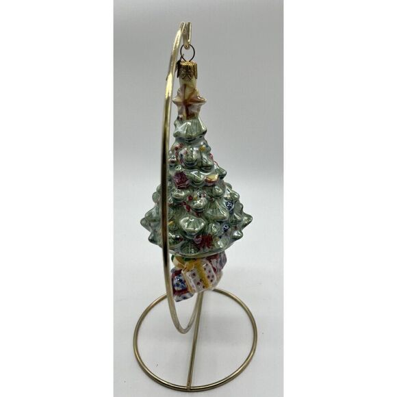 Christopher Radko Christmas Ornament Tree Presents Bell Shape Hand Painted Stand - Picture 7 of 8